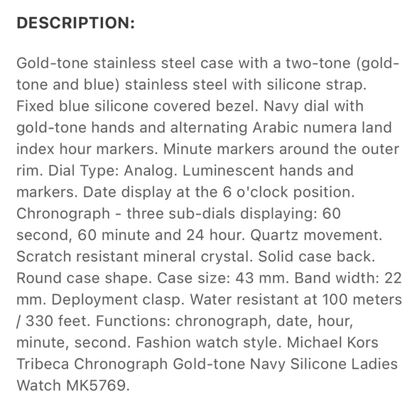 Michael Kors Tribeca chronograph ladies watch. Style #5769. NIB - Picture 8 of 9